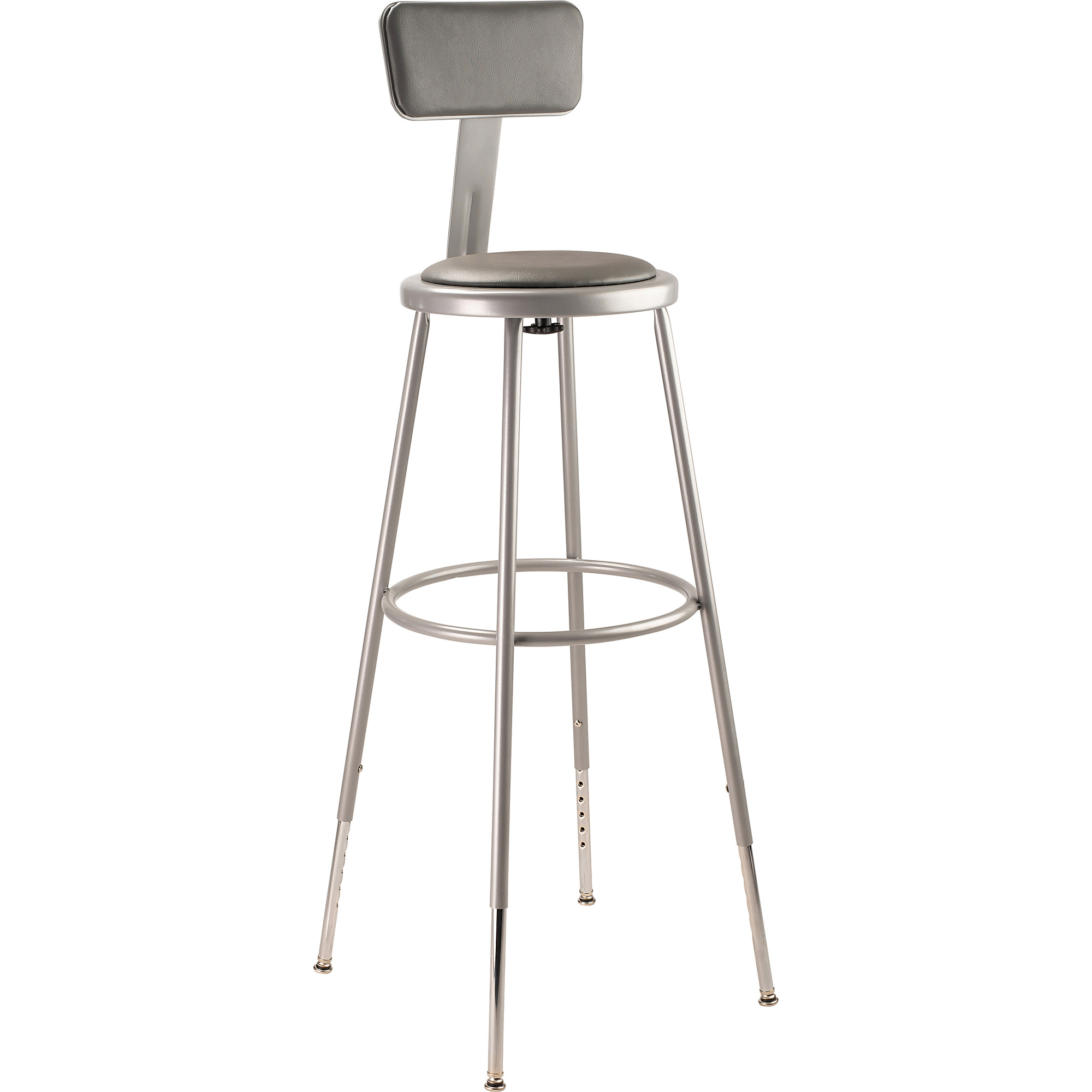 National Public Seating, 30.5 -38.5in.H Adjust Vinyl Steel Stool Backrest, Primary Color Gray, Included (qty.) 1, Seating Type Office Stool, Model# 6430HB